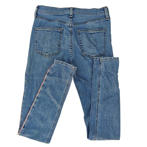 Rag & Bone/JEAN High Rise Skinny Jeans 26 Blue w/ Pink Side Stripe - Picture 2 of 9